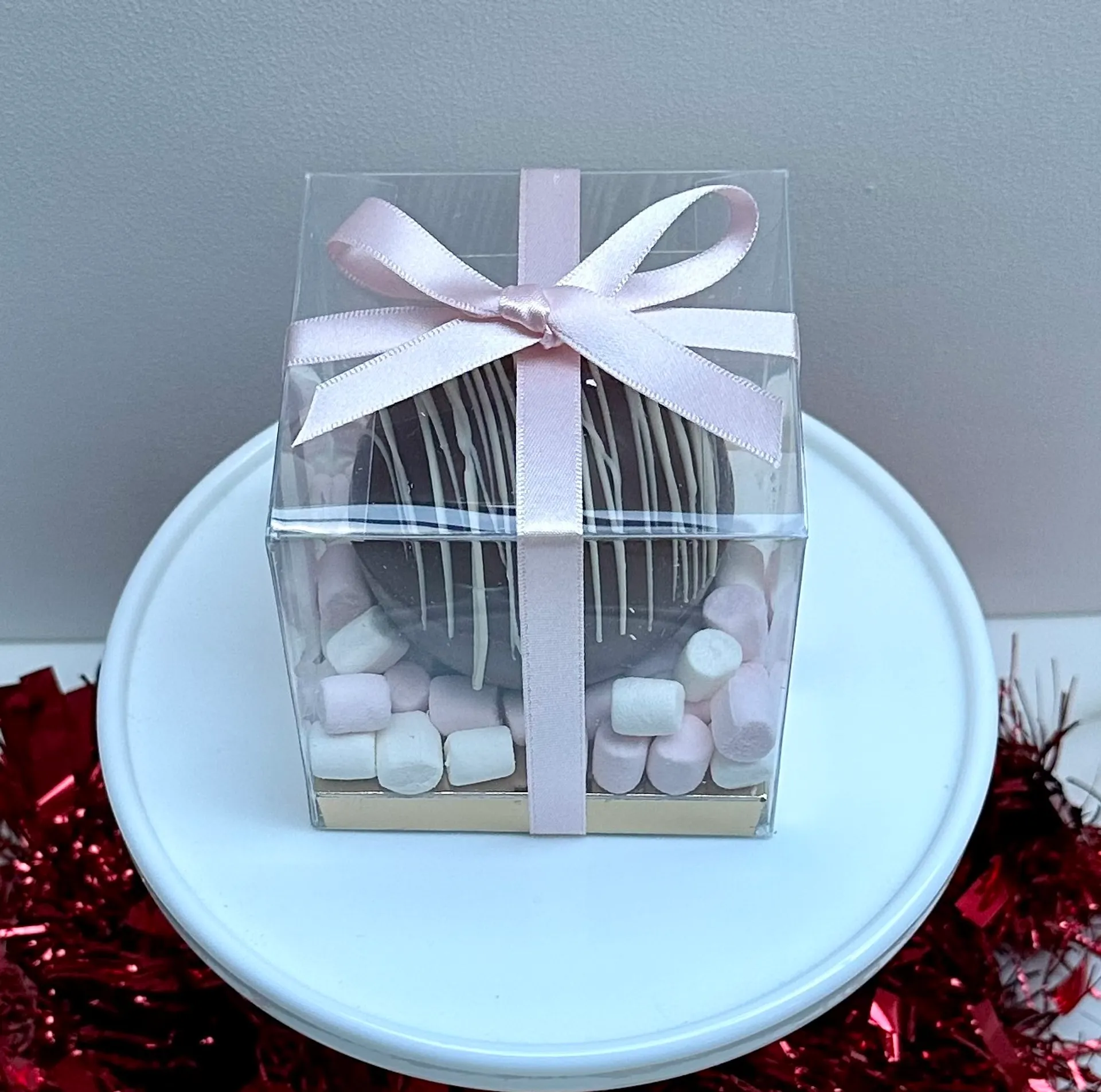 Hot chocolate bombe with gift wrapping