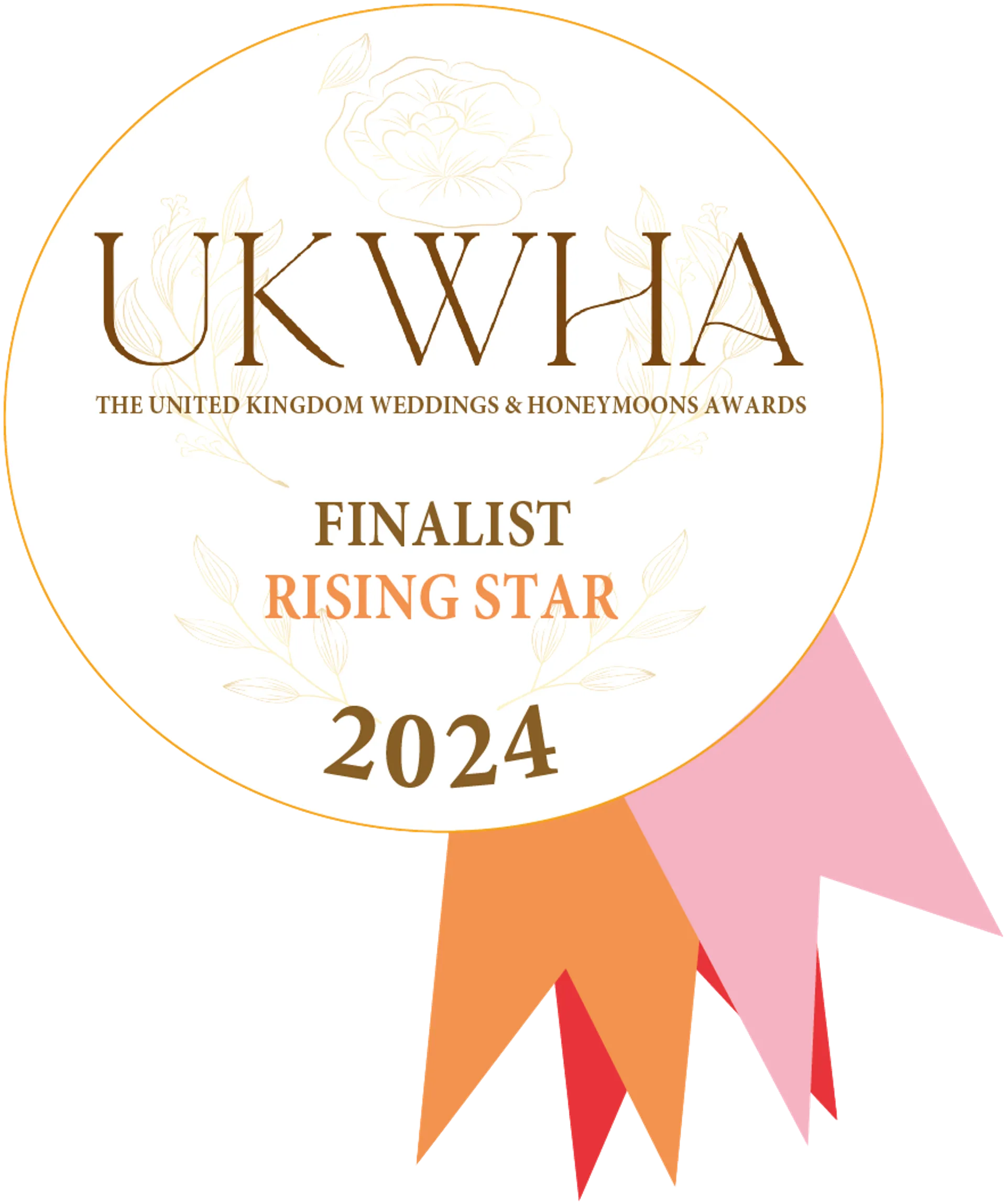 The United Kingdom Weddings & Honeymoons Awards 2024 'Rising Star' finalist rosette